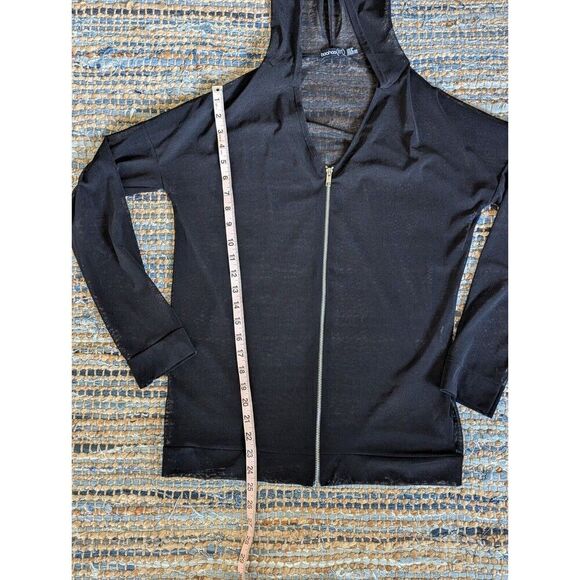 Sheer Black Hoodie 6 Silver Zipper L/S Full Zip Y2K Baddie Mesh Cyber Grunge - Picture 3 of 5